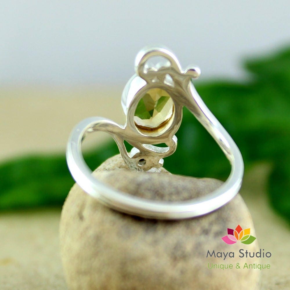 Natural Citrine Silver Solitaire Ring,Promise Ring for Girls,925 Sterling Silver women's jewelry,Engagement Ring,daughter's Birthday Gift