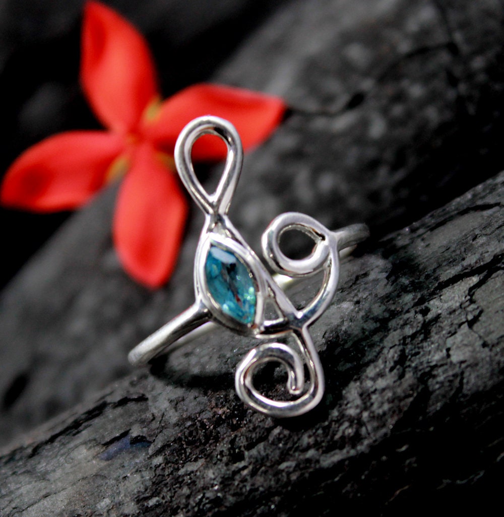 Sterling silverFunky Musical Note Ring,925 Adjustable Ring,Natural Gemstone,Garnet Daughter's Birthday Ring,Light Weight Ring girl jewelry