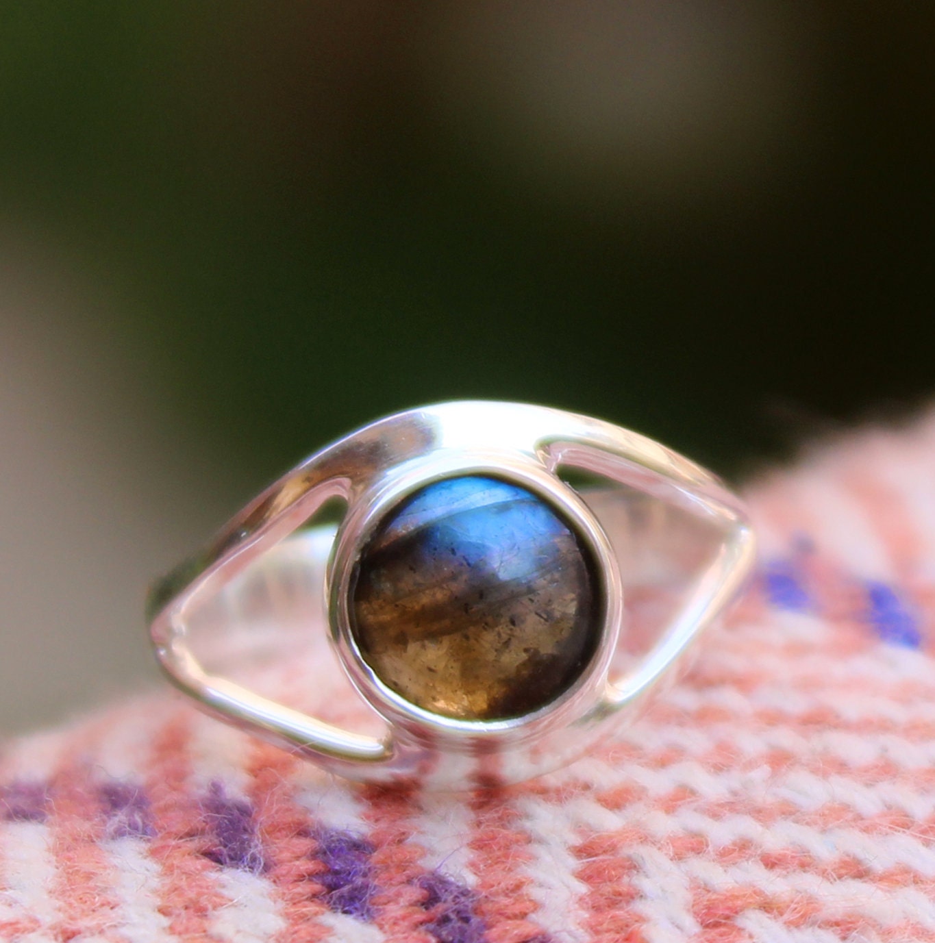 Solid 925 Sterling Silver Natural Gemstone Jewelry,Evil Eye Ring,Natural Gemstone Labradorite Ring,Birthday Gift,Daily Wear Ring Gift