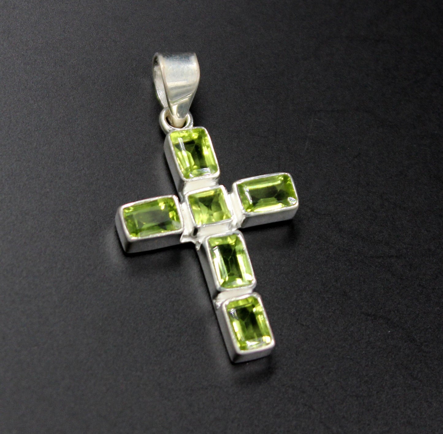 Silver Cross Pendant,Everyday Wear,Natural Gemstone Peridot,925 Sterling Silver Religious Jewelry,Christmas gift,Thanksgiving Gift,For Mom