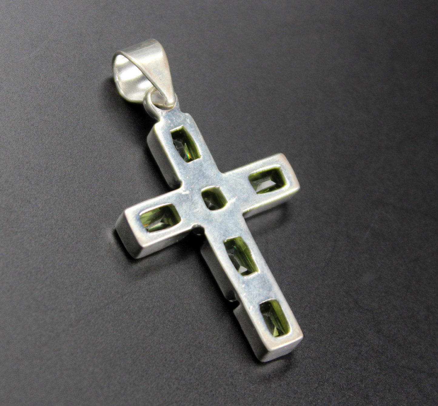 Silver Cross Pendant,Everyday Wear,Natural Gemstone Peridot,925 Sterling Silver Religious Jewelry,Christmas gift,Thanksgiving Gift,For Mom