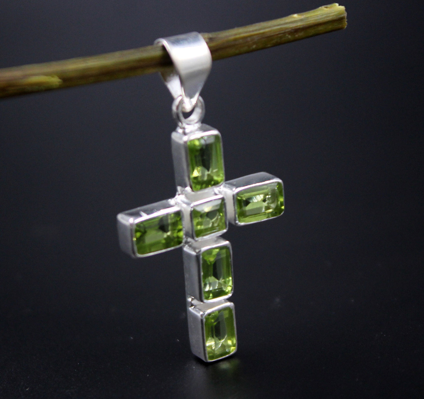 Silver Cross Pendant,Everyday Wear,Natural Gemstone Peridot,925 Sterling Silver Religious Jewelry,Christmas gift,Thanksgiving Gift,For Mom