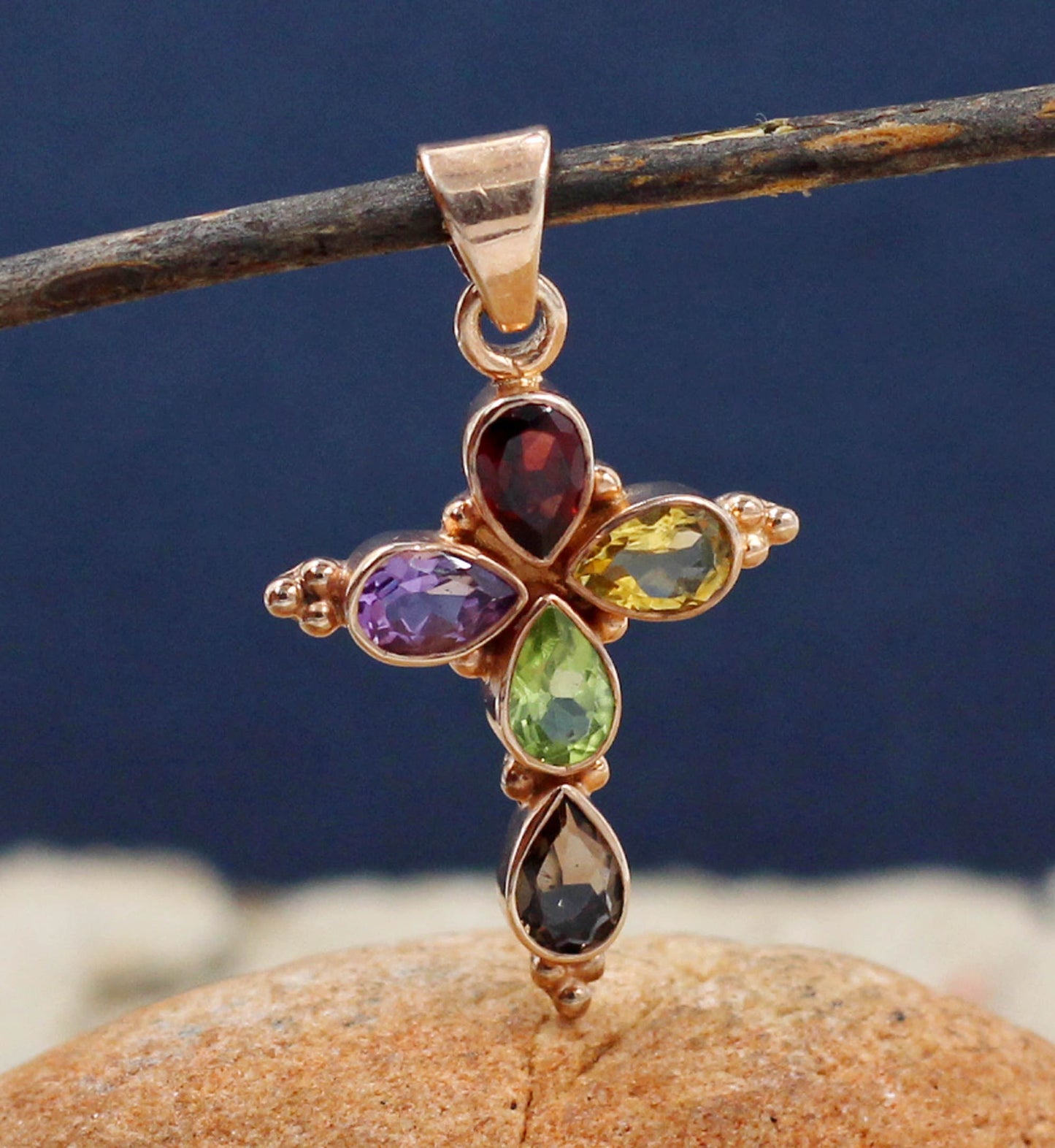 Cute Silver Cross Pendant,Gold Plated 925 Sterling Silver,Religious Jewelry,Gift at Baptism,Gift for First Communion,Gemstone Cross for Mom MayaStudio 5 out of 5 stars