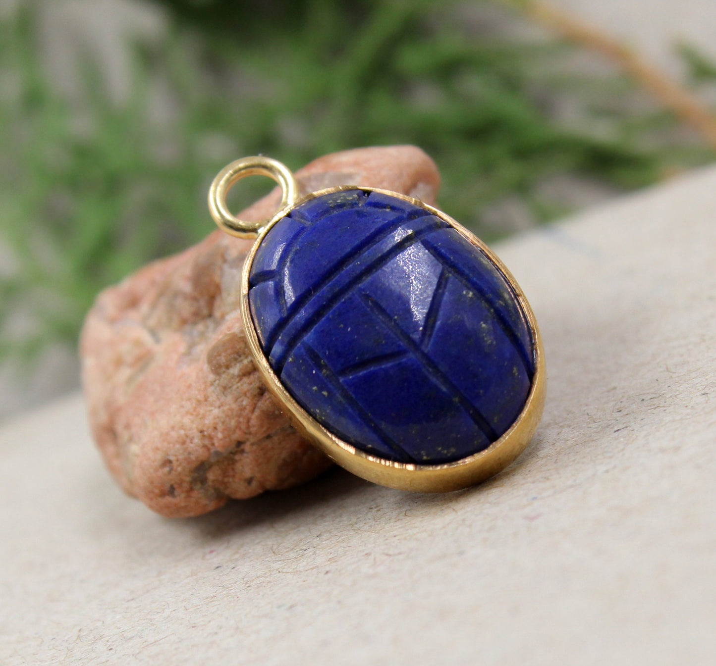 Sterling silverLapis Lazuli Scarab Pendant, 925 jewelry,Unisex Pendant,Christmas Gift for Aunt/Grandmother,Birthday Gift Pendant