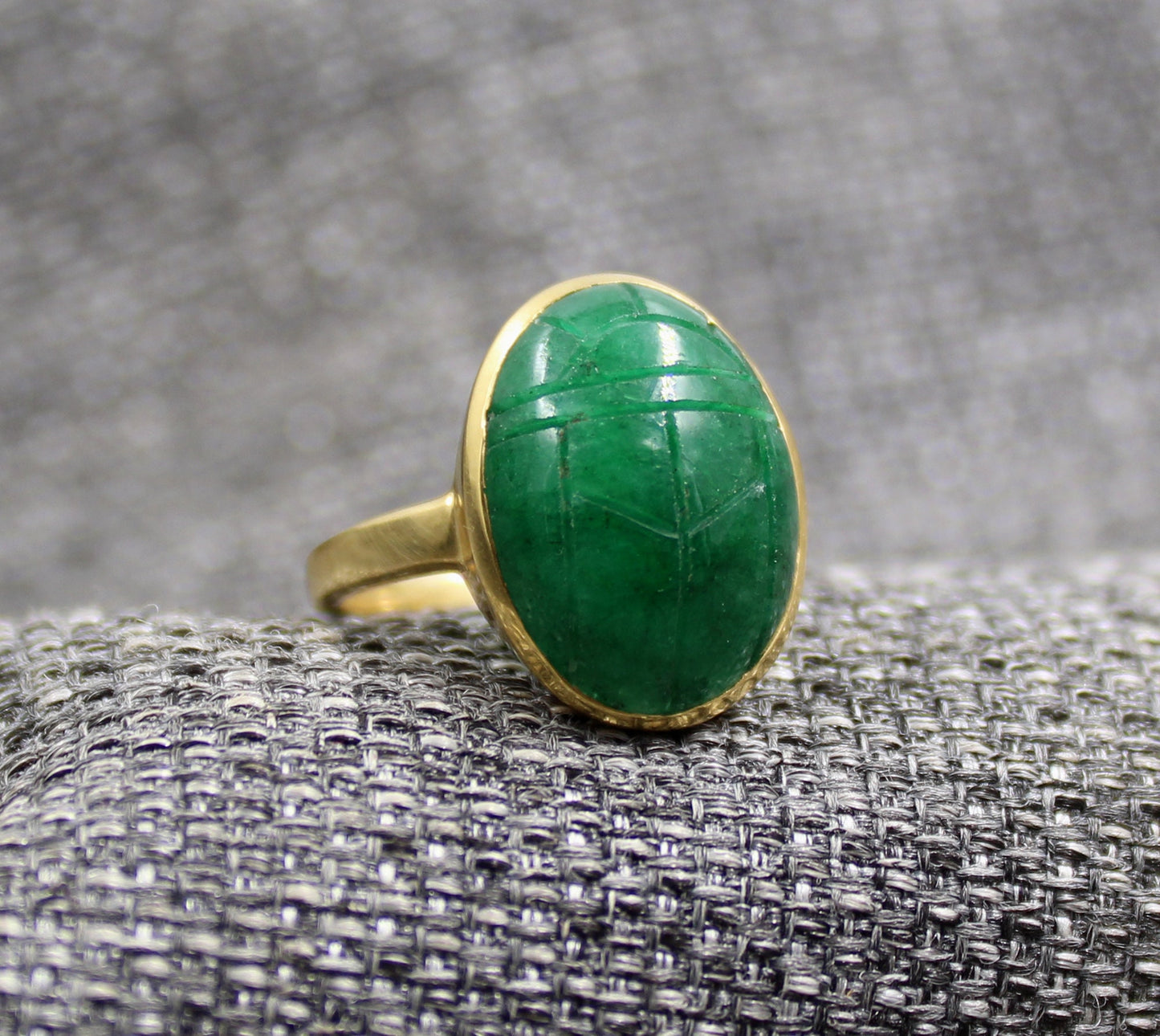 Sterling silverEmerald Scarab Ring,Gold Plated 925 jewelry,Unisex Ring,Christmas Gift for Aunt/Grandmother,Birthday Gift Present