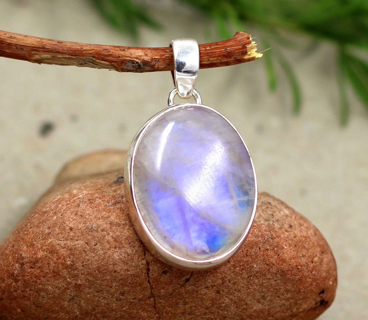 Sterling Silver Moonstone Pendant,925 Silver Gemstone Jewelry,Moonstone Pendant,Rainbow Moonstone,Anniversary Gift,Baby Shower Gift,For Mom,