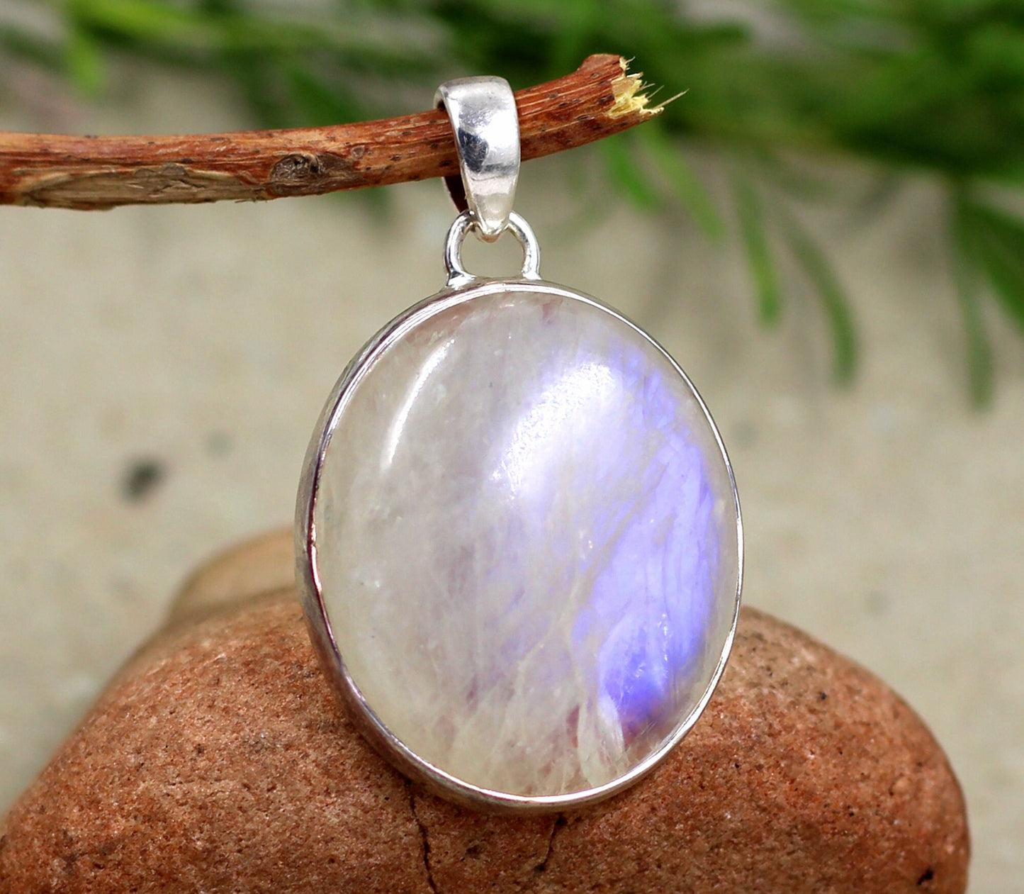 Sterling Silver Moonstone Pendant,925 Silver Gemstone Jewelry,Moonstone Pendant,Rainbow Moonstone,Anniversary Gift,Baby Shower Gift,For Mom,