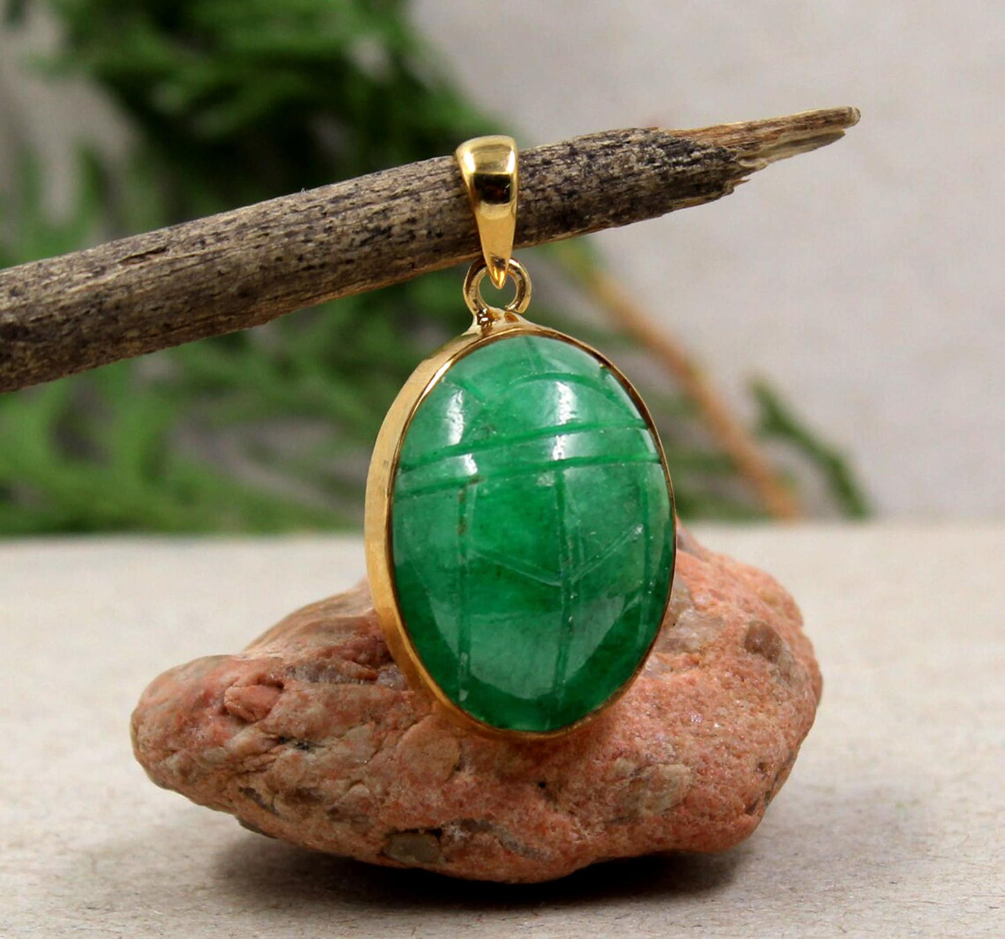 Sterling silverEmerald Scarab Pendant,925 jewelry,Unisex Pendant,Christmas Gift for Aunt/Grandmother,Birthday Gift Pendant