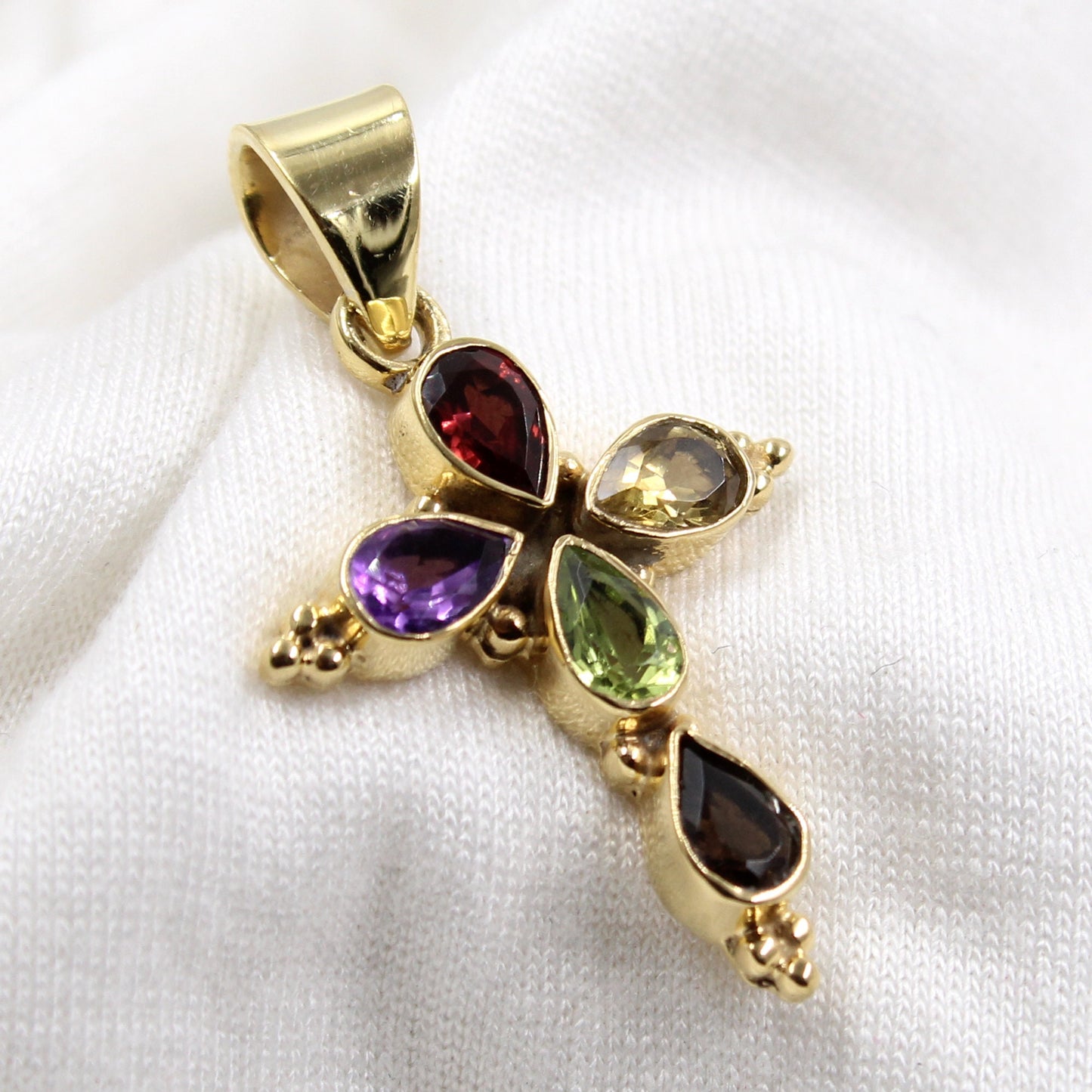 Cute Silver Cross Pendant,Gold Plated 925 Sterling Silver,Religious Jewelry,Gift at Baptism,Gift for First Communion,Gemstone Cross for Mom MayaStudio 5 out of 5 stars