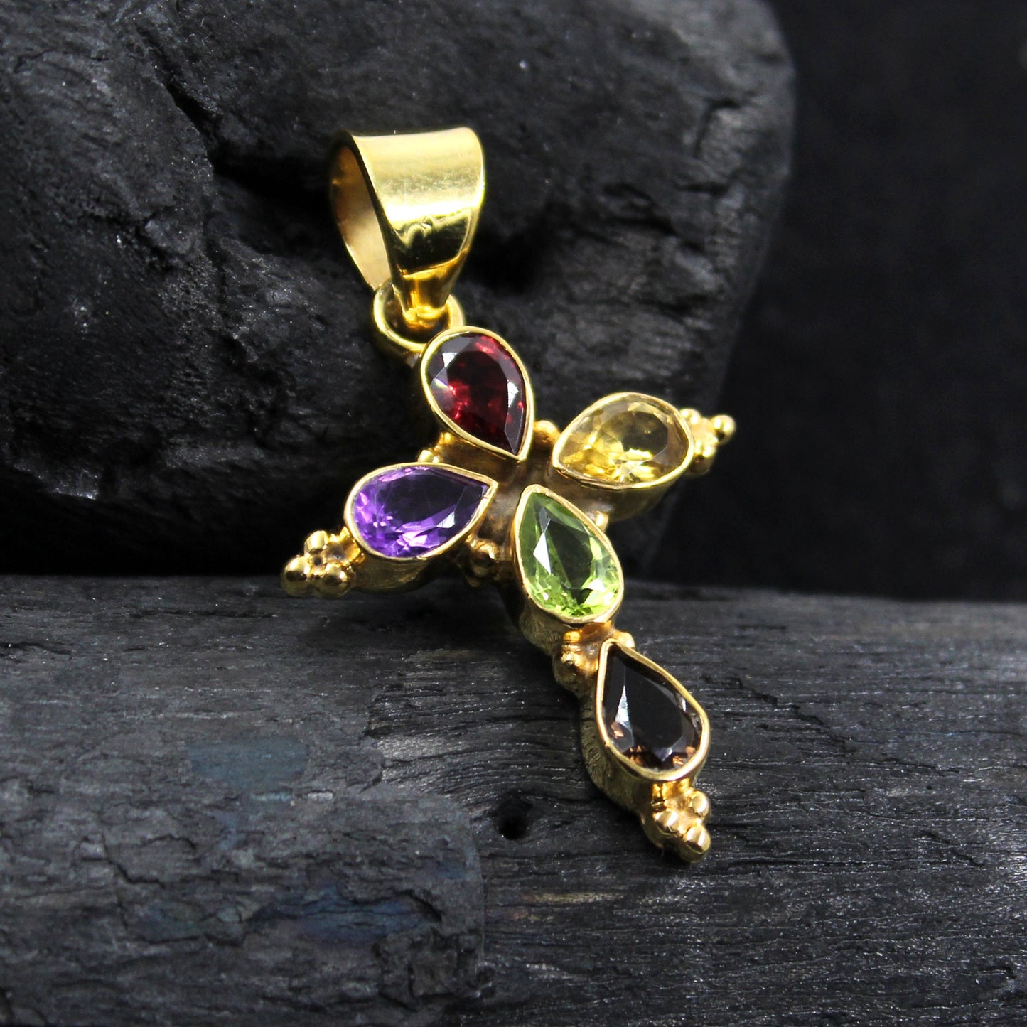 Cute Silver Cross Pendant,Gold Plated 925 Sterling Silver,Religious Jewelry,Gift at Baptism,Gift for First Communion,Gemstone Cross for Mom MayaStudio 5 out of 5 stars