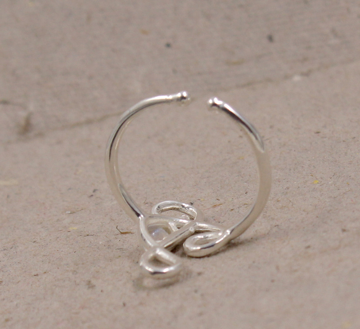 Sterling silverFunky Musical Note Ring,925 Adjustable Ring,Natural Gemstone,Garnet Daughter's Birthday Ring,Light Weight Ring girl jewelry