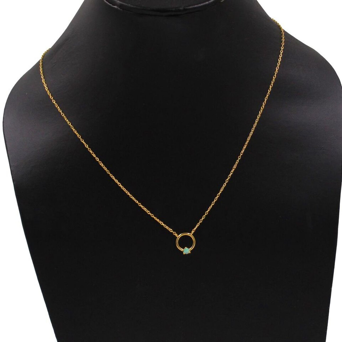 Silver Necklace,Gold Plated Opal Dainty Pendant Neckalce,925 Sterling Silver,Handmade jewelry,Office Wear Jewelry,Birthday Gift For Daughter