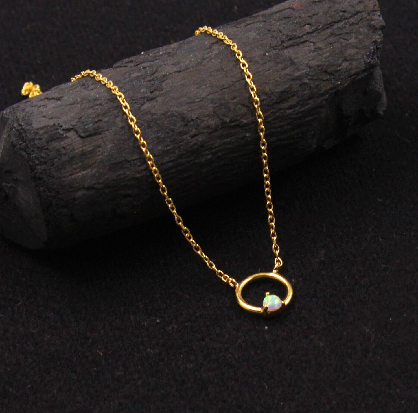 Silver Necklace,Gold Plated Opal Dainty Pendant Neckalce,925 Sterling Silver,Handmade jewelry,Office Wear Jewelry,Birthday Gift For Daughter