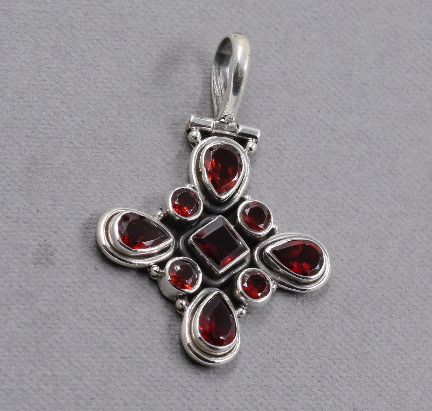 925 Sterling Silver Handmade Pendant, Garnet Gemstone Pendant,Anniversary Gift,Birthday Gift
