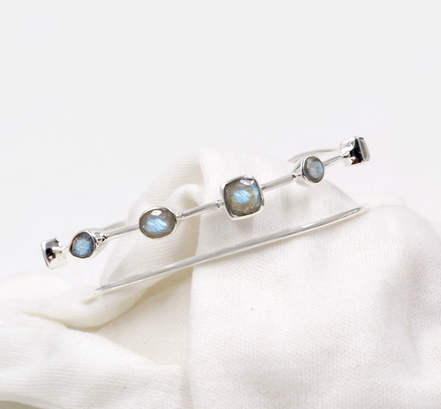 925 Silver Jewelry, Genuine Labradorite Cuff Bracelet,Handmade Bangle Bracelet,Adjustable Bangle,Gift For Girlfriend,Anniversary Gift Present