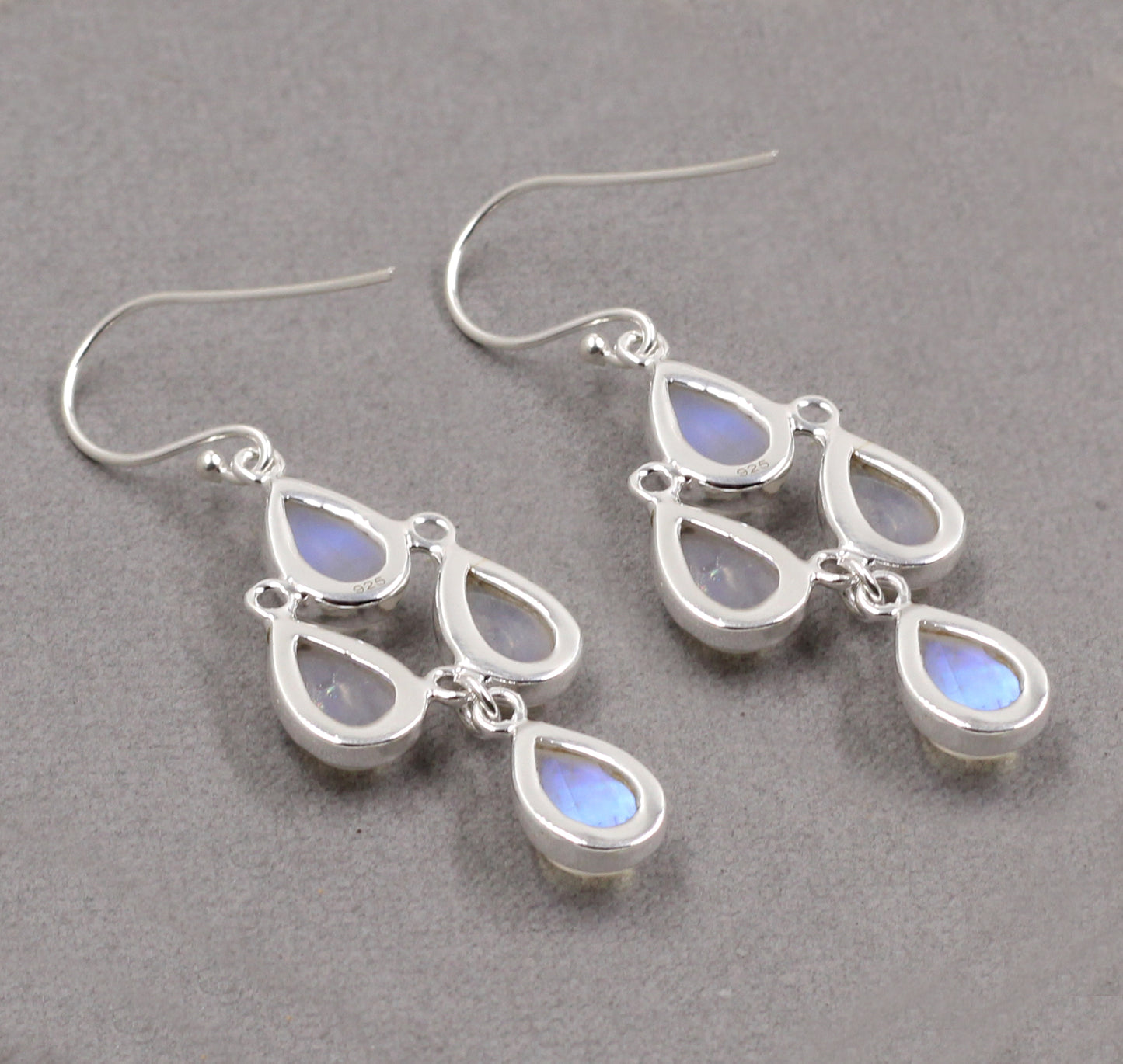 Blue Fire Moonstone Chandelier Earring,Dangler Earrings,Solid 925 Sterling Silver Jewelry,Gift For Girl Friend,Aqua Blue Party Earring
