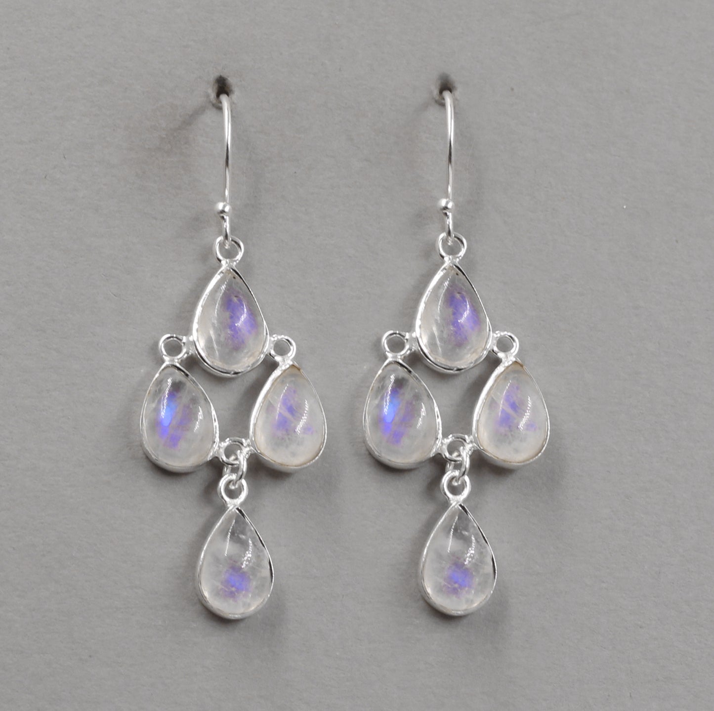 Blue Fire Moonstone Chandelier Earring,Dangler Earrings,Solid 925 Sterling Silver Jewelry,Gift For Girl Friend,Aqua Blue Party Earring