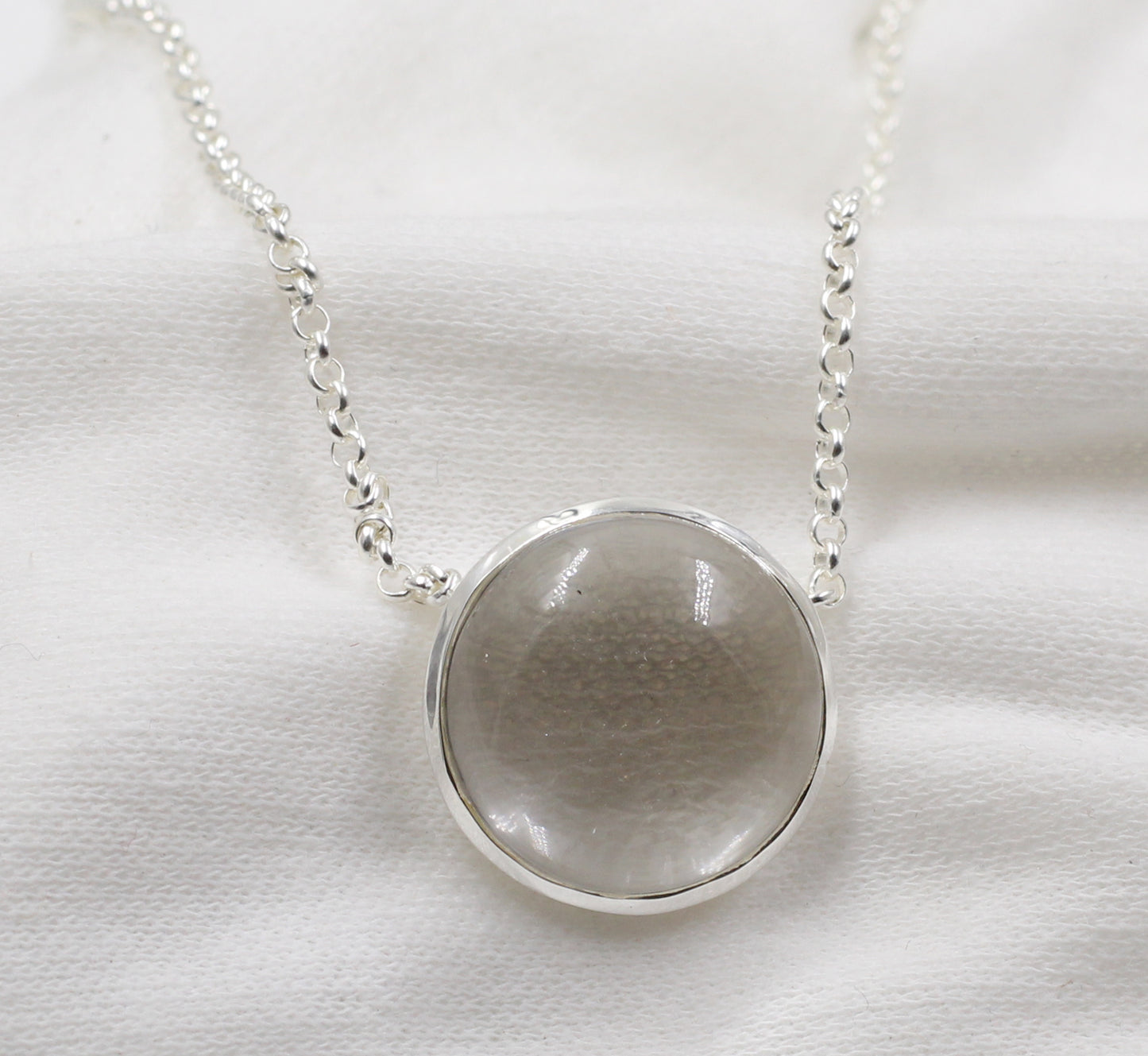 Solid 925 Sterling Silver Handmade Jewelry,Exclusive 18 mm Crystal Quartz Necklace,Healing Quartz for Mom's Birthday Anniversary Gift