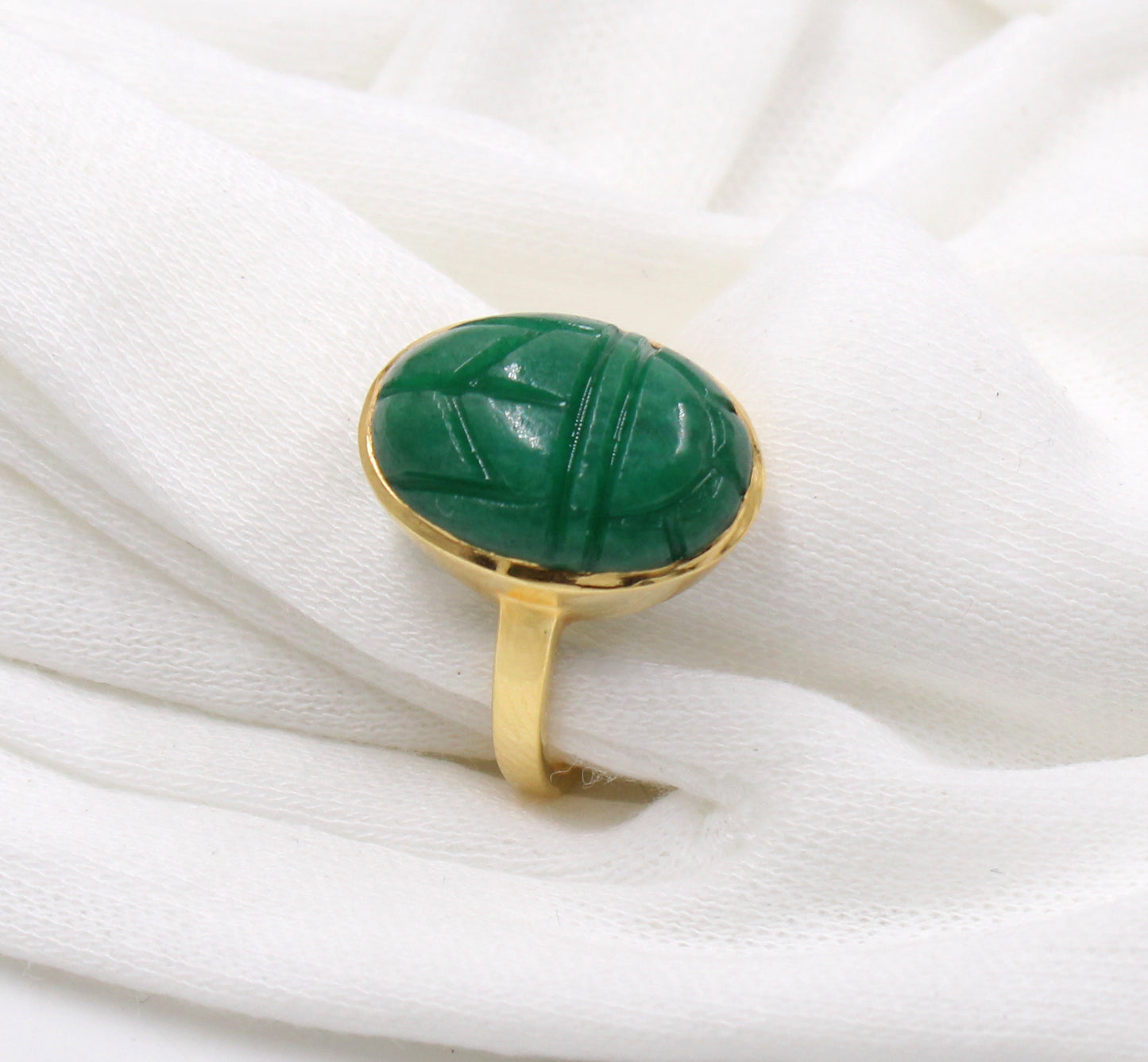 Emerald Scarab Ring,Handmade Ring,Solid 925 Sterling Silver Jewelry,Anniversary Gift ring