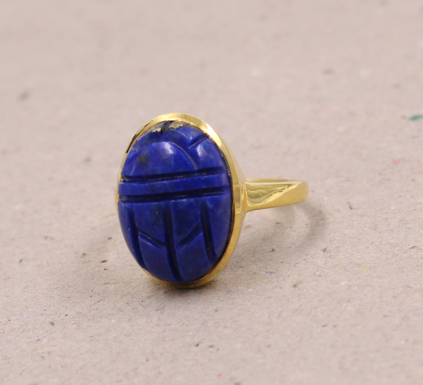 Lapis Lazuli Ring,Oval Scarab Carving Ring,Solid 925 Sterling Silver Jewelry,Christmas Gift for Aunt/Grandmother,Birthday Gift Ring