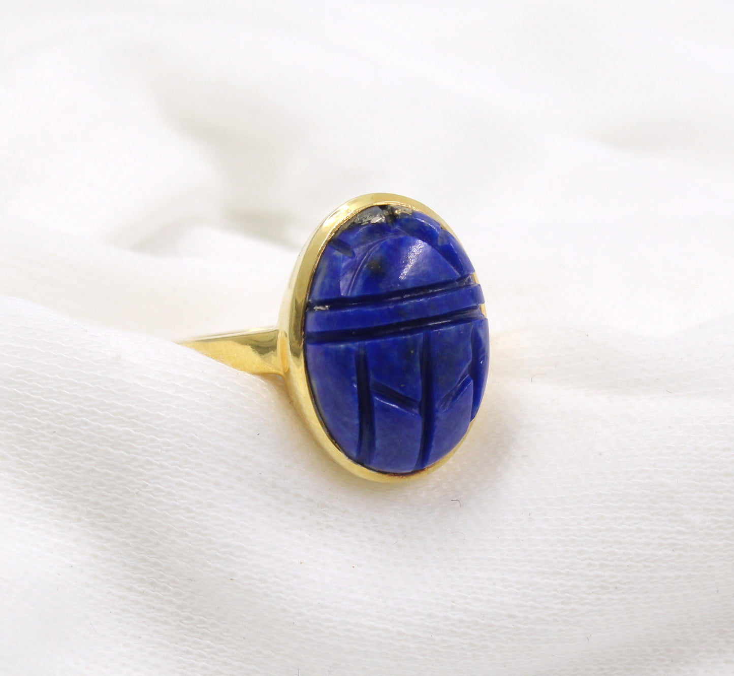 Lapis Lazuli Ring,Oval Scarab Carving Ring,Solid 925 Sterling Silver Jewelry,Christmas Gift for Aunt/Grandmother,Birthday Gift Ring