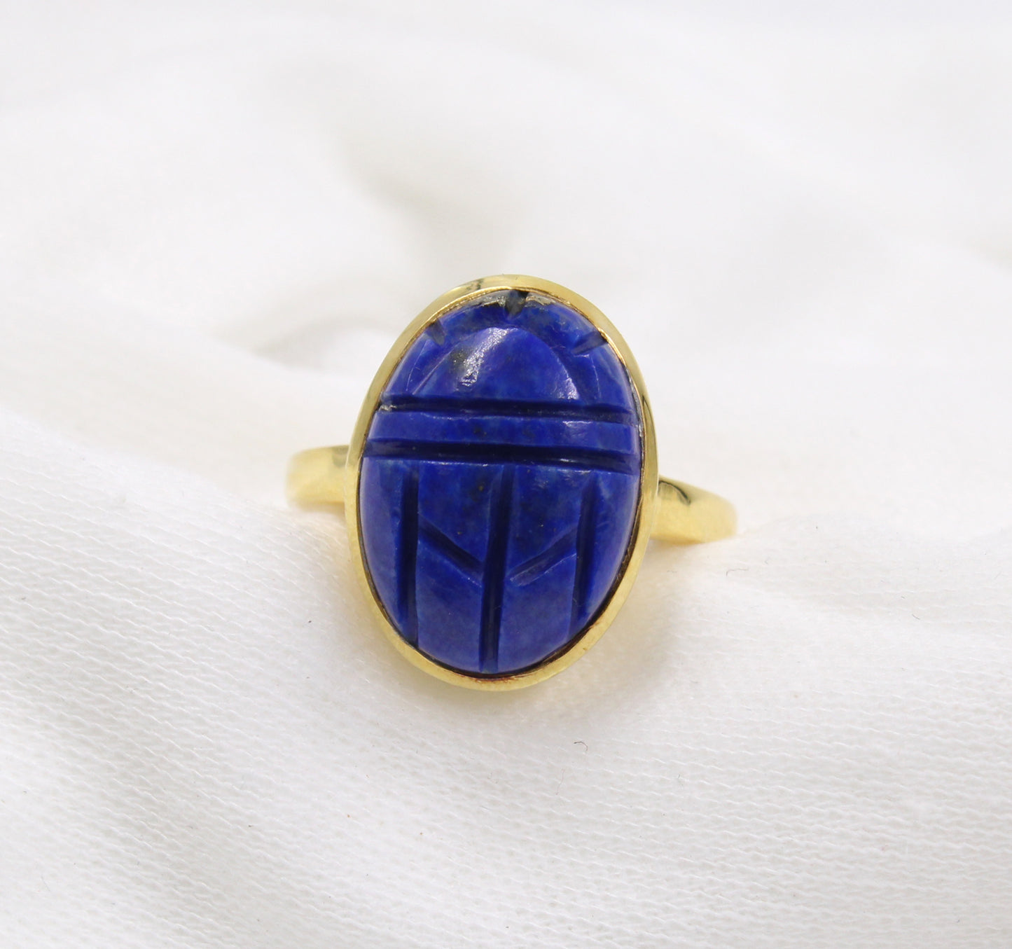 Lapis Lazuli Ring,Oval Scarab Carving Ring,Solid 925 Sterling Silver Jewelry,Christmas Gift for Aunt/Grandmother,Birthday Gift Ring