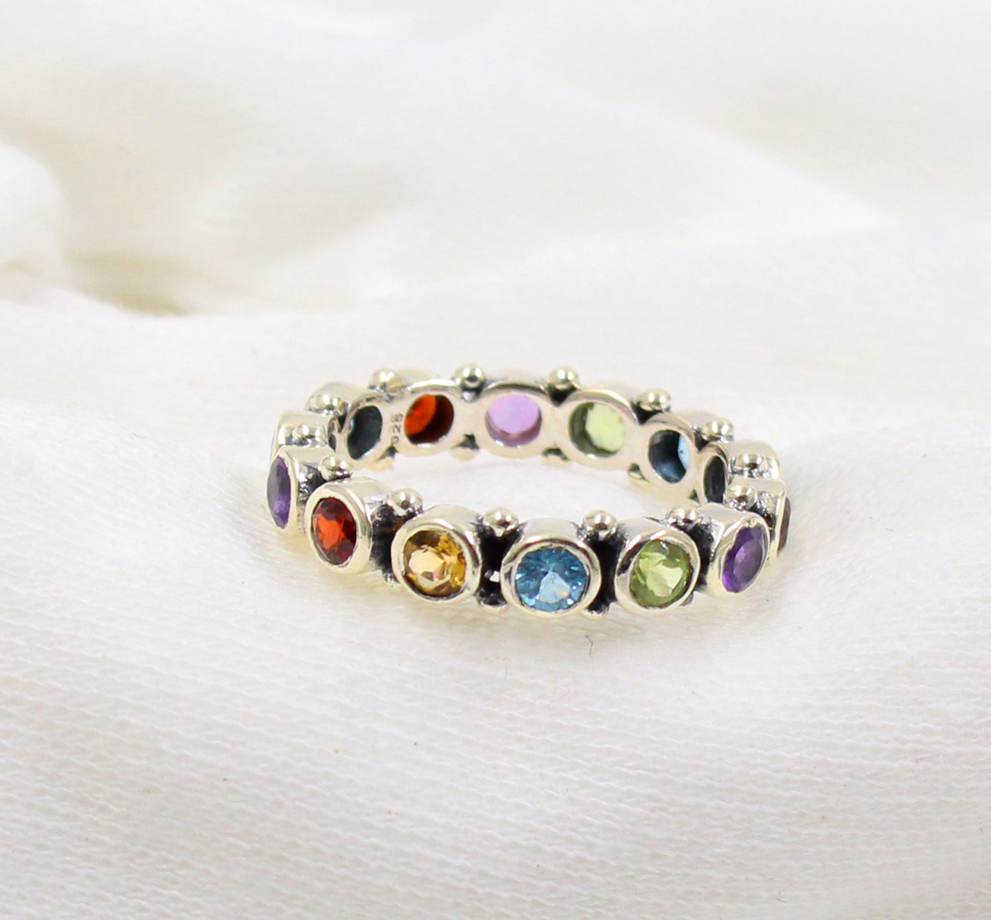 Eternity band,Chakra Gemstone,Infinity Ring,Wedding Jewelry,Engagement Ring,Anniversary gift,solid sterling 925 silver jewelry