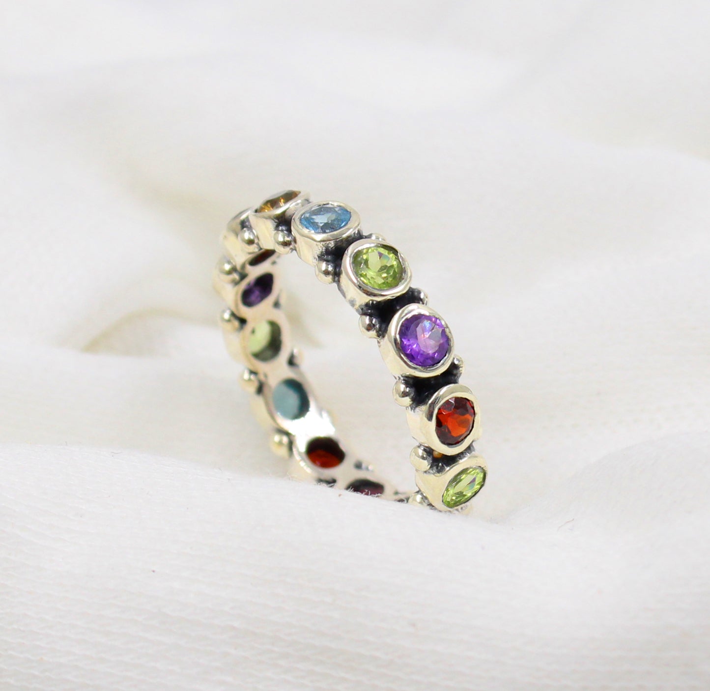 Eternity band,Chakra Gemstone,Infinity Ring,Wedding Jewelry,Engagement Ring,Anniversary gift,solid sterling 925 silver jewelry