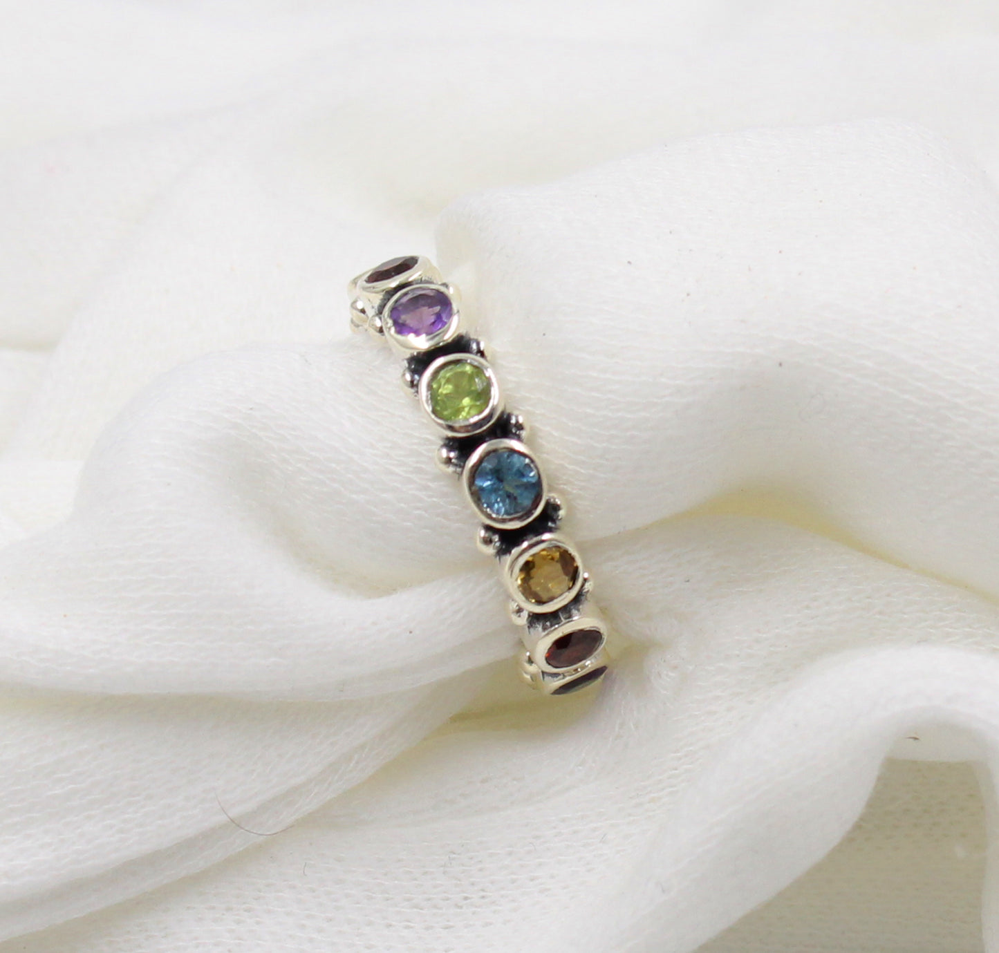 Eternity band,Chakra Gemstone,Infinity Ring,Wedding Jewelry,Engagement Ring,Anniversary gift,solid sterling 925 silver jewelry