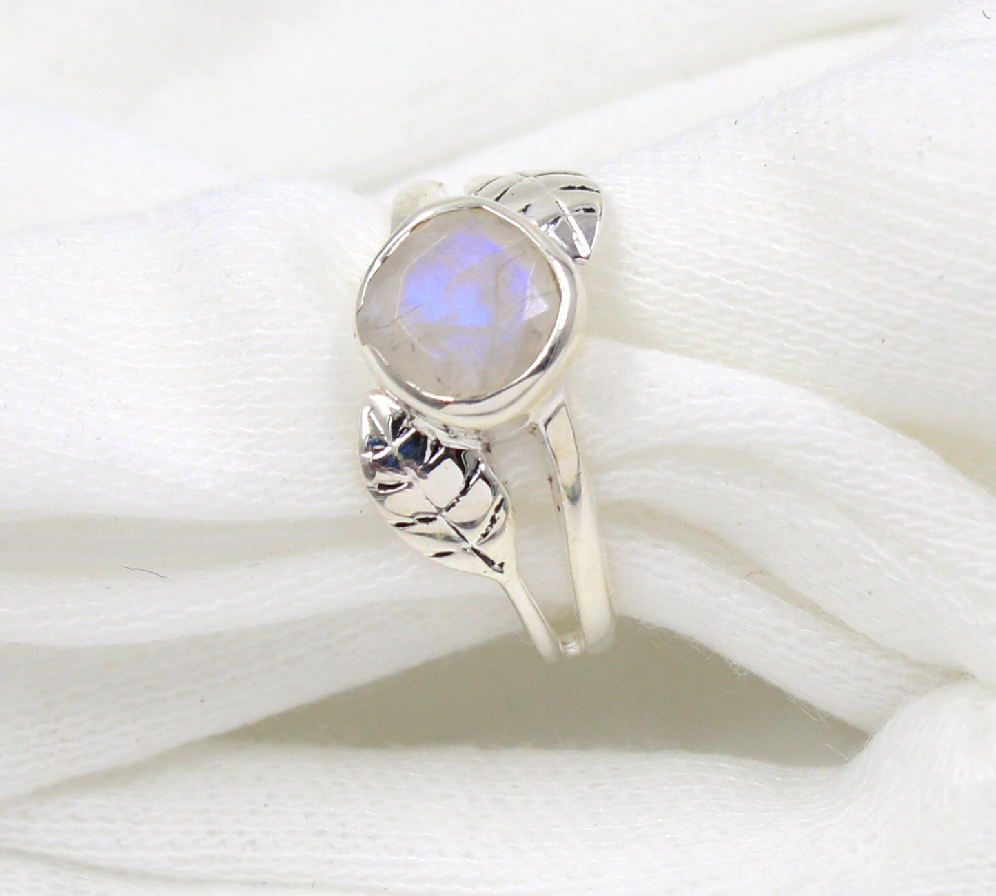 Nature Inspired Ring,Moonstone Leaf Ring,925 Sterling Silver Jewelry,Promise Ring,Valentine Gift,Birthday Gift for Daughter,Daily Wear Ring