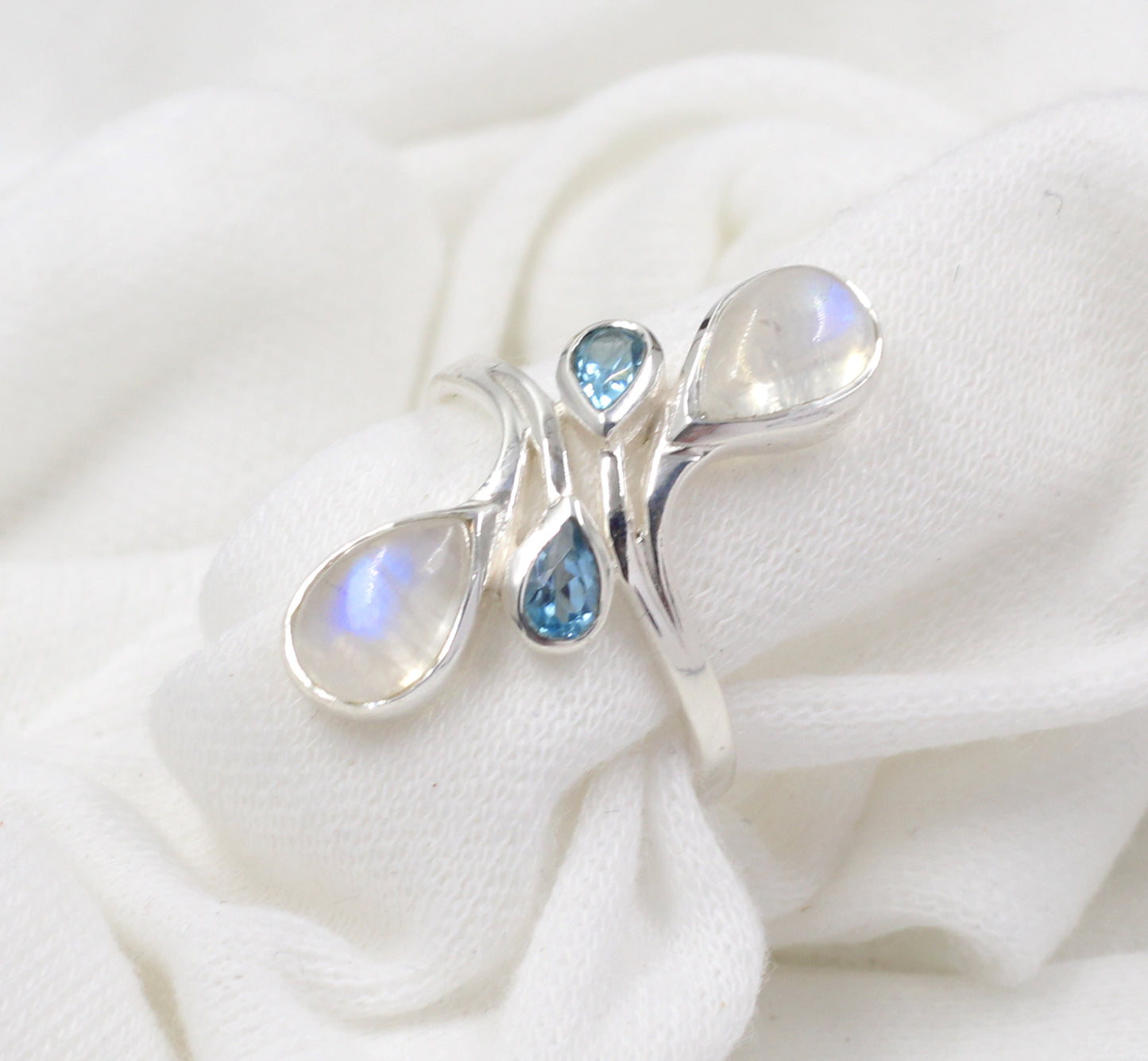 Solid 925 Sterling Silver Ring,Prismatic Rainbow Fire Moonstone Ring,Exquisite Anniversary Gift ,Birthday Gift for Daughter,handmade jewelry