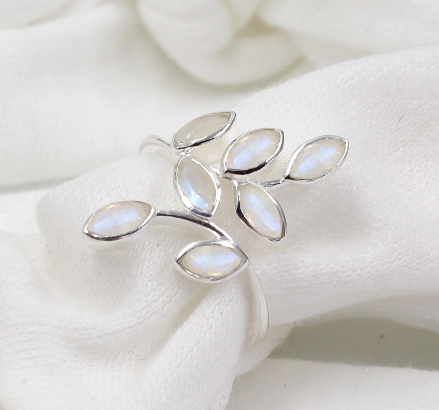 925 Sterling Silver Jewelry,Delicate Faceted Moonstone Ring,Party Wear Ring,Anniversary Gift,Silver gemstone Ring for Christmas