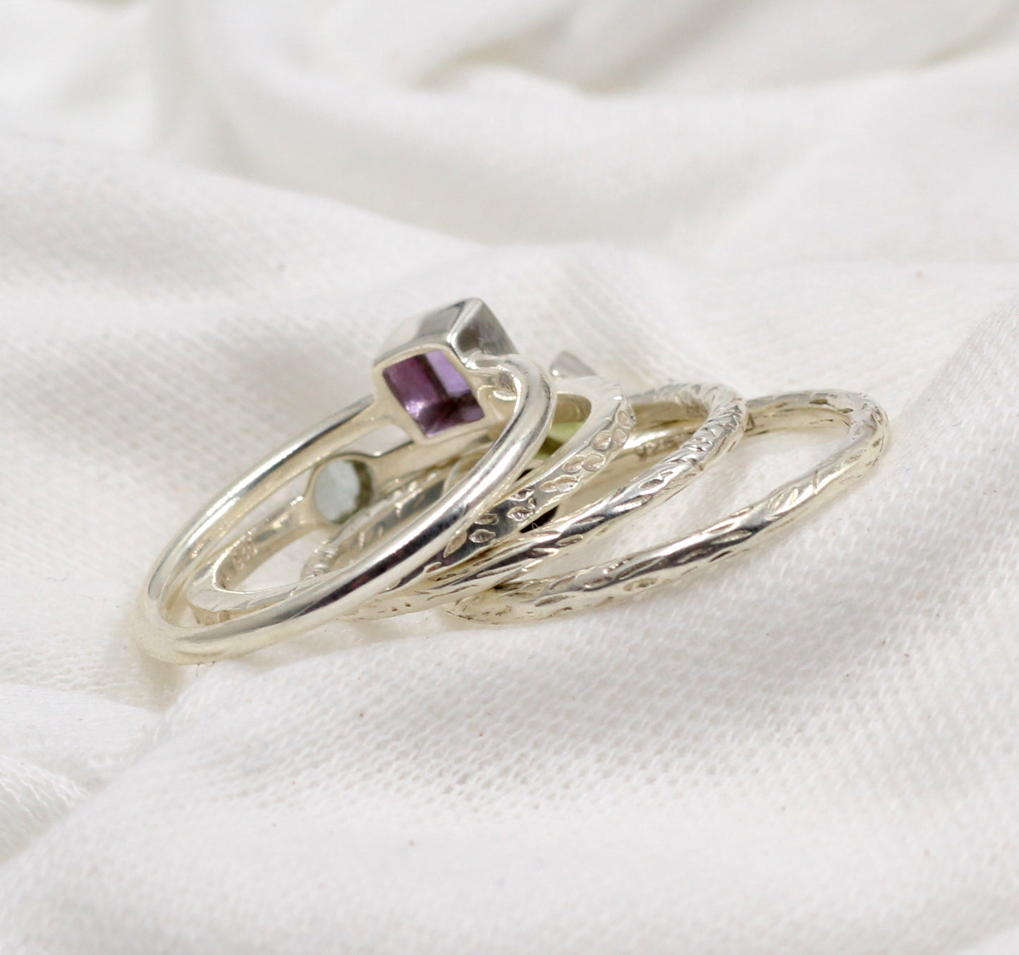 Blue Topaz,Peridot,Opal Stackable Rings,Set of Four rings,Minimalist 925 sterling silver jewelry,Anniversary Gift,Christmas Gift Ring