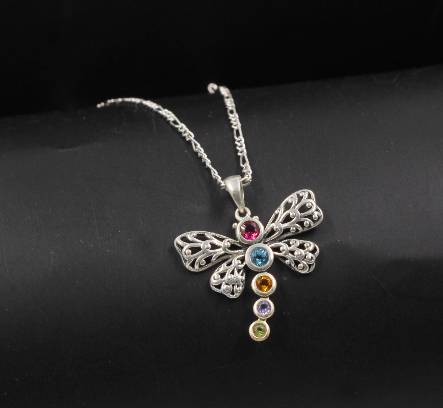925 Sterling Silver Gemstone Jewelry,Dragonfly Silver Pendant,Butterfly Necklace,Wedding Gift,Graduation Gift For Daughter,Anniversary Gift