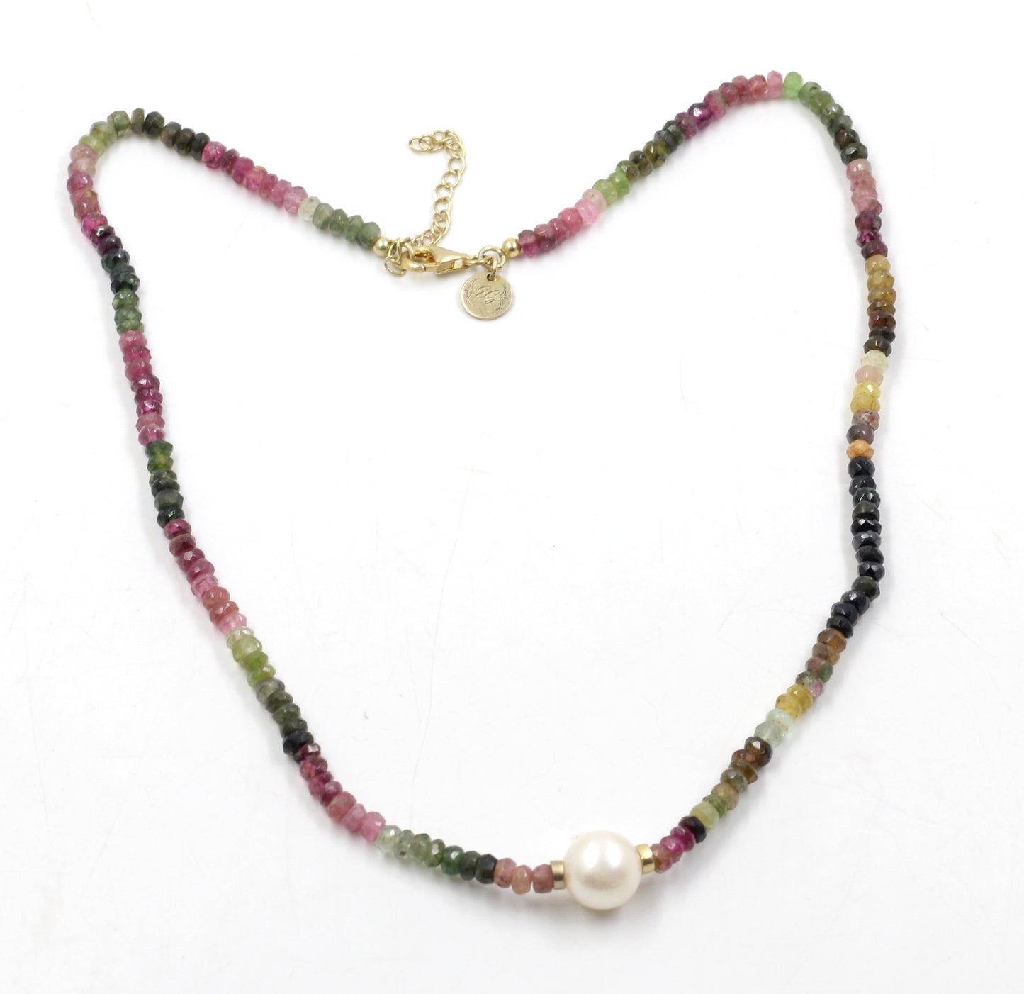 925 Sterling Silver Handmade Jewelry,Real Tourmaline Multi Color Beads & Pearl Necklace,Elegant Party Wear,Anniversary Necklace ,Valentine Gift