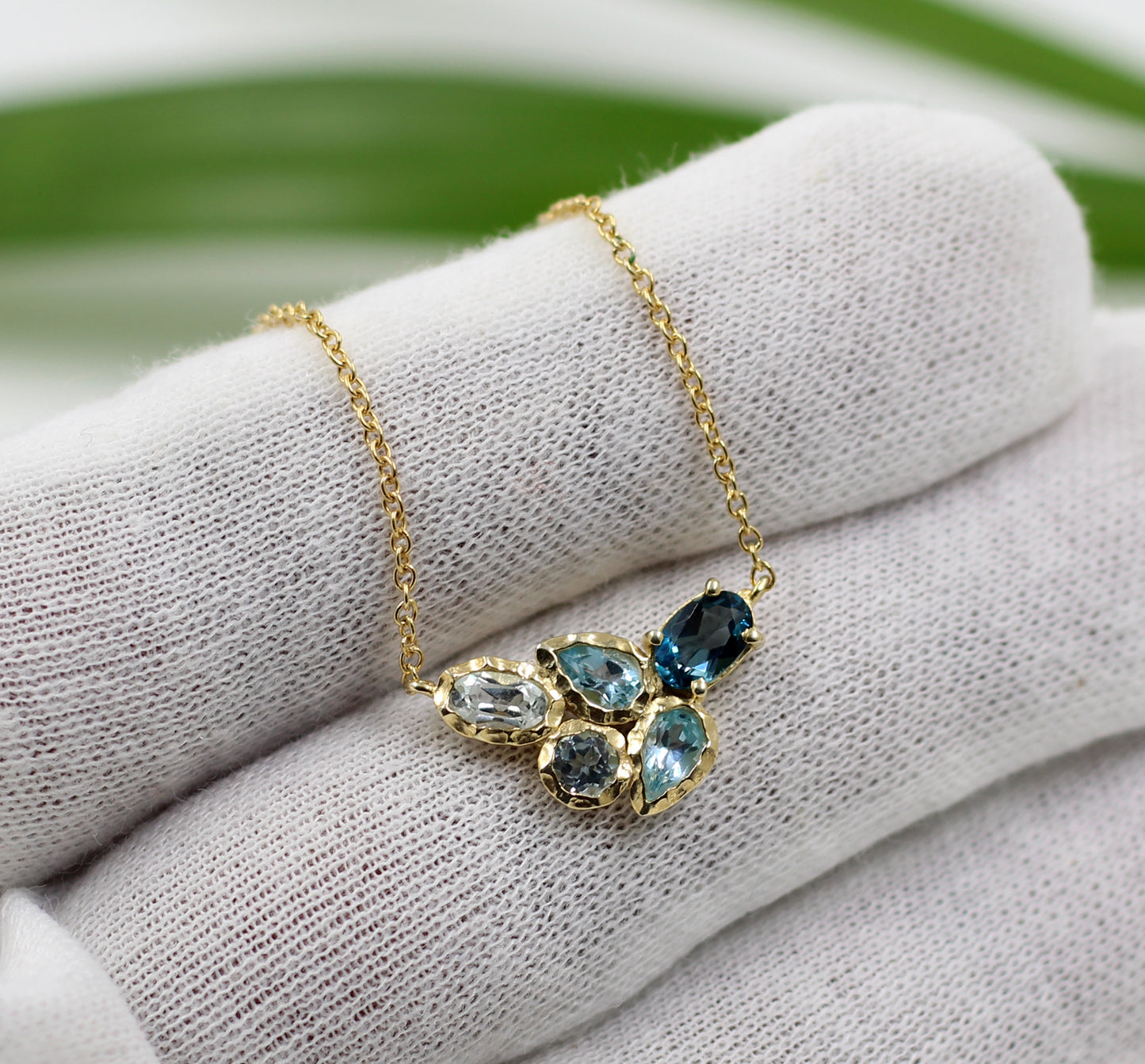 Blue Topaz Pendant Chain Necklace,Gold Plated 925 Silver Jewelry,Birthday Gift,Anniversary Gift,Mother day Gift,Cute Little Lovely Pendant, For Me