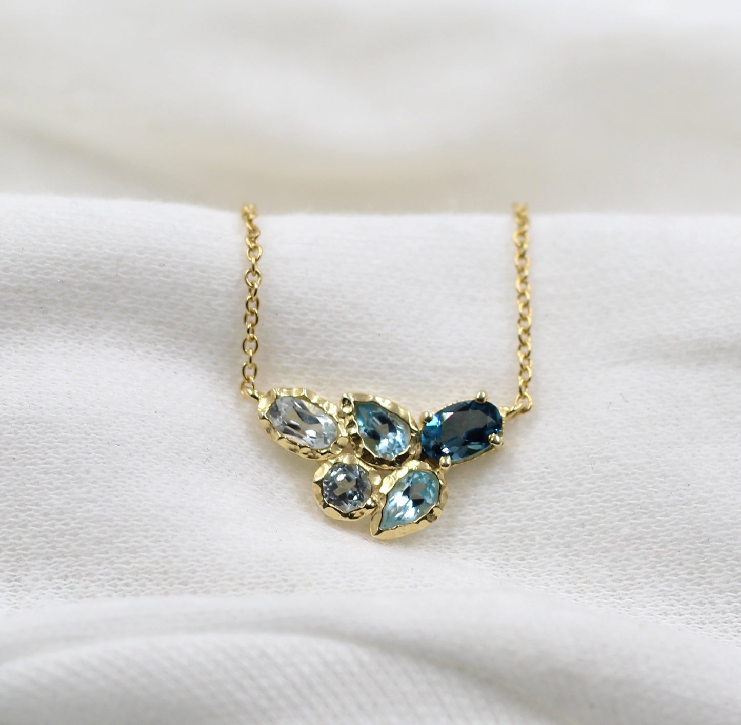 Blue Topaz Pendant Chain Necklace,Gold Plated 925 Silver Jewelry,Birthday Gift,Anniversary Gift,Mother day Gift,Cute Little Lovely Pendant, For Me
