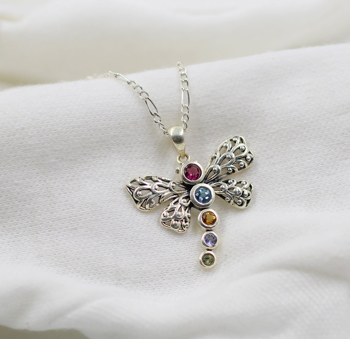 925 Sterling Silver Gemstone Jewelry,Dragonfly Silver Pendant,Butterfly Necklace,Wedding Gift,Graduation Gift For Daughter,Anniversary Gift