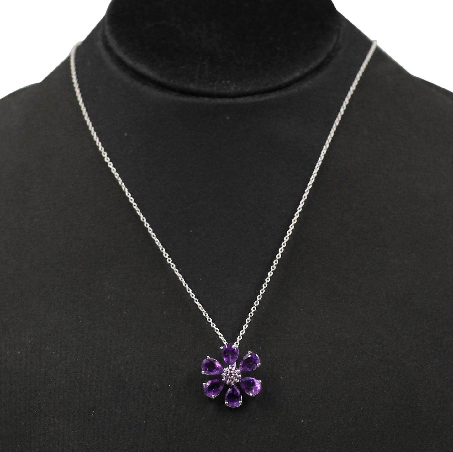 Gorgeous Amethyst Necklace,Flower Pendant Chain,925 Silver Handmade Jewelry,Anniversary Gift,Proposal Necklace,Mother's Day Gift
