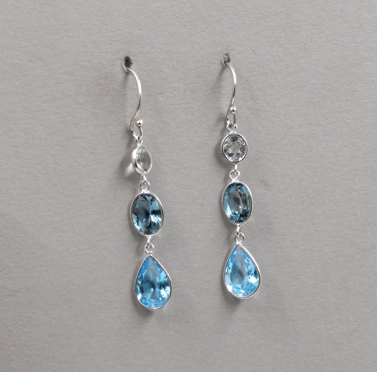 London Blue Topaz,Swiss Blue topaz & Sky Blue Topaz Dangler Earring,Tantalizing Blue Topaz Earring,Sterling Silver Valentine Gift for Her,Party Wear