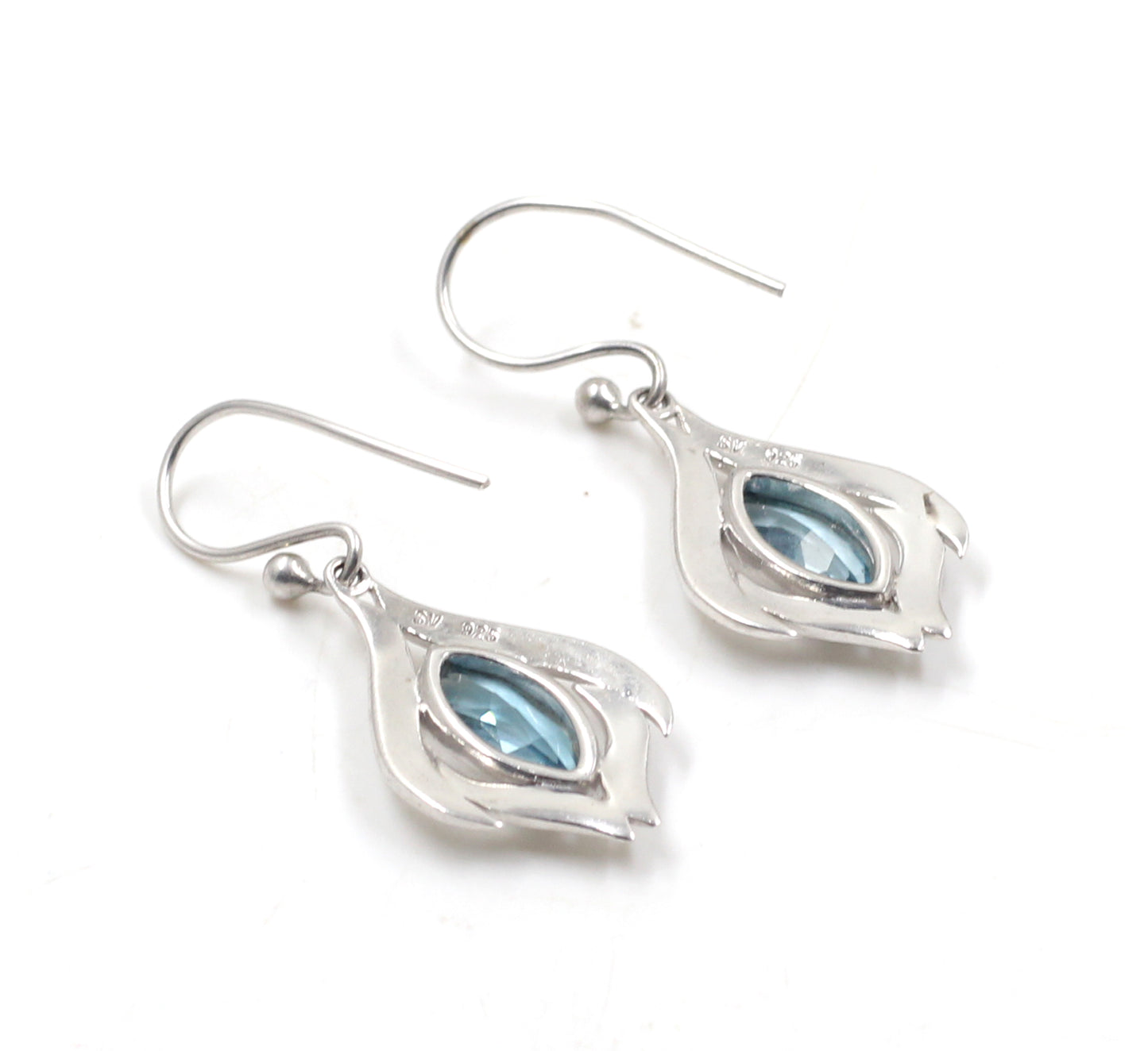 925 Sterling Silver Handmade Jewelry,Sparkling Swiss Blue Topaz Earring,Birthday Gift,Anniversary Gift,Mother's Day gift,Part Wear Danglers