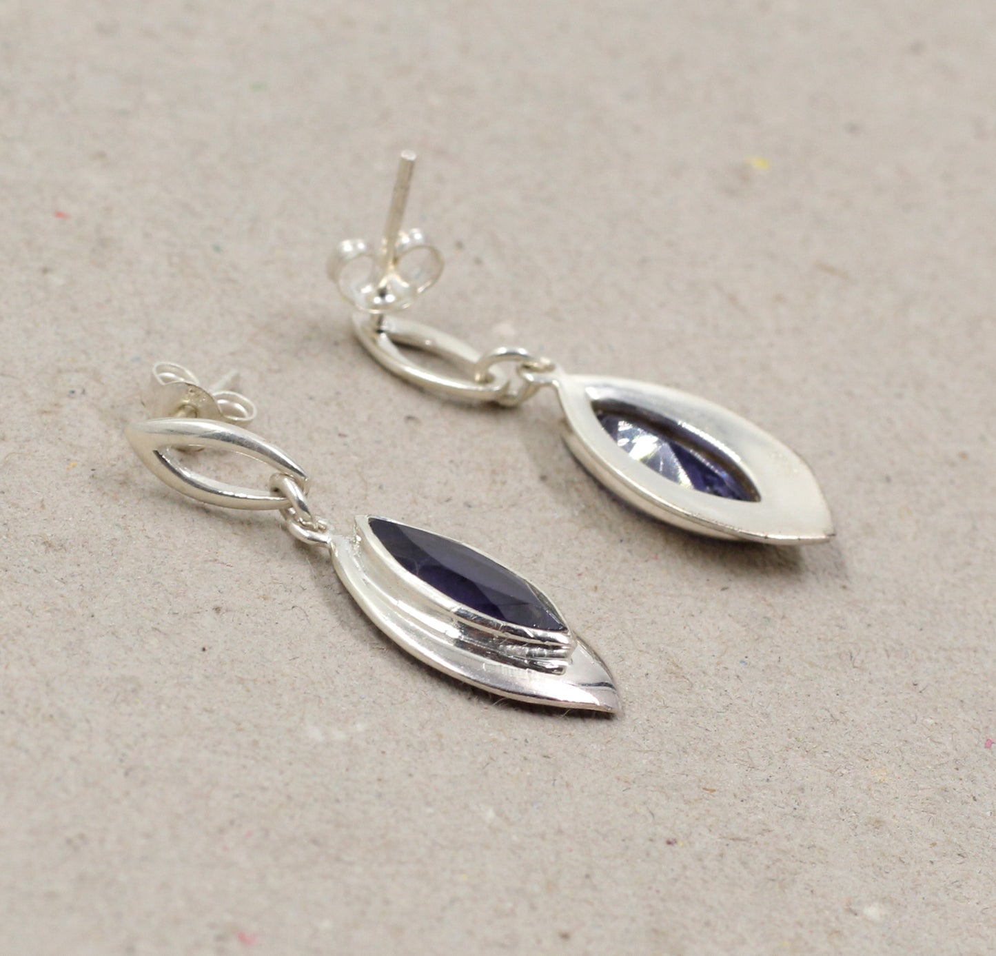 Solid 925 Sterling Silver Natural Gemstone Jewelry,Iolite Earring,Stud Post Dangler Earring,Garnet Earring,Birthday Gift