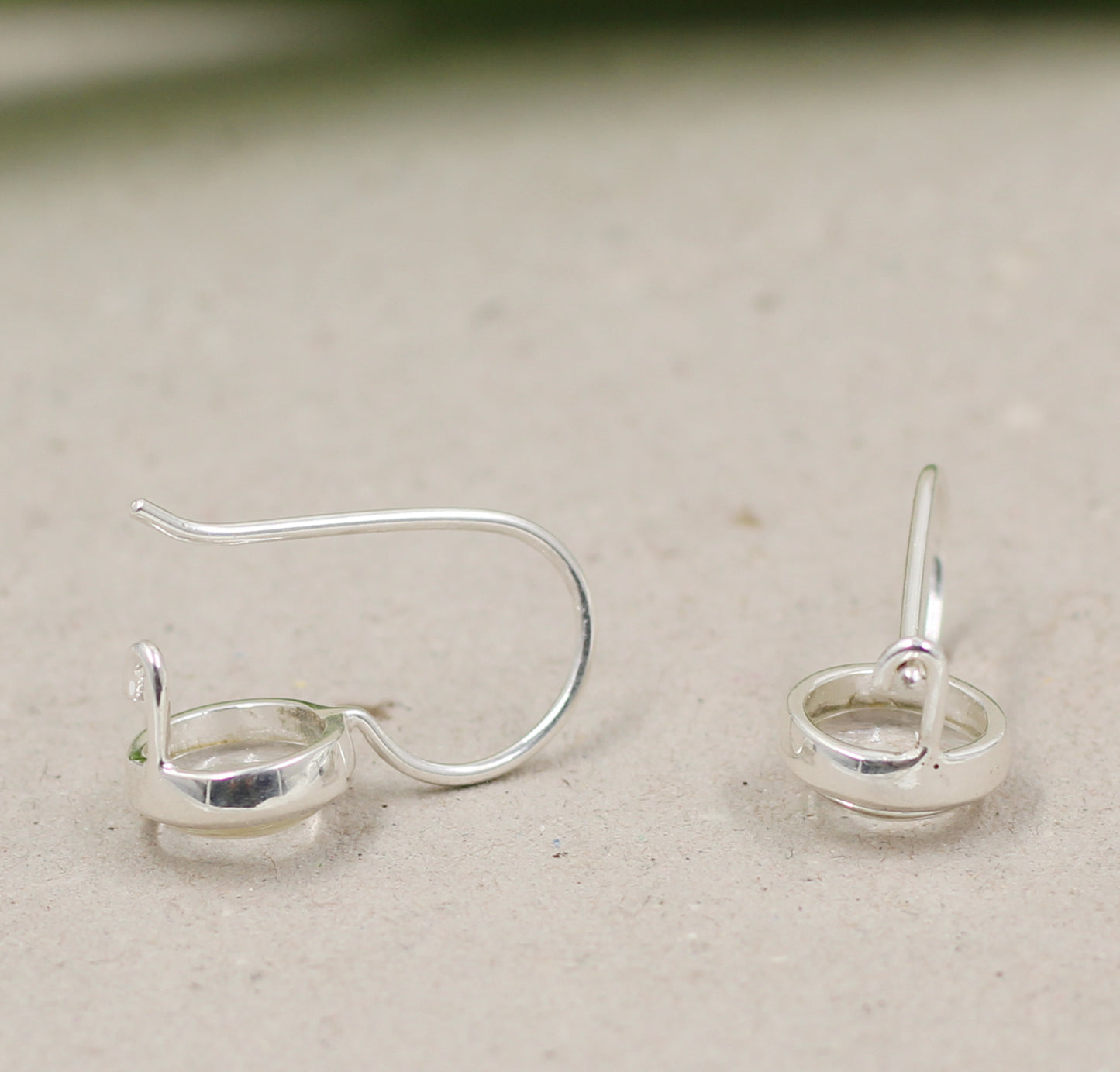 Minimalist Cabochon Gemstone Earrings,Amethyst/Crystal Quartz hangings,925 Sterling Silver,Anniversary Gift,Wedding Jewelry