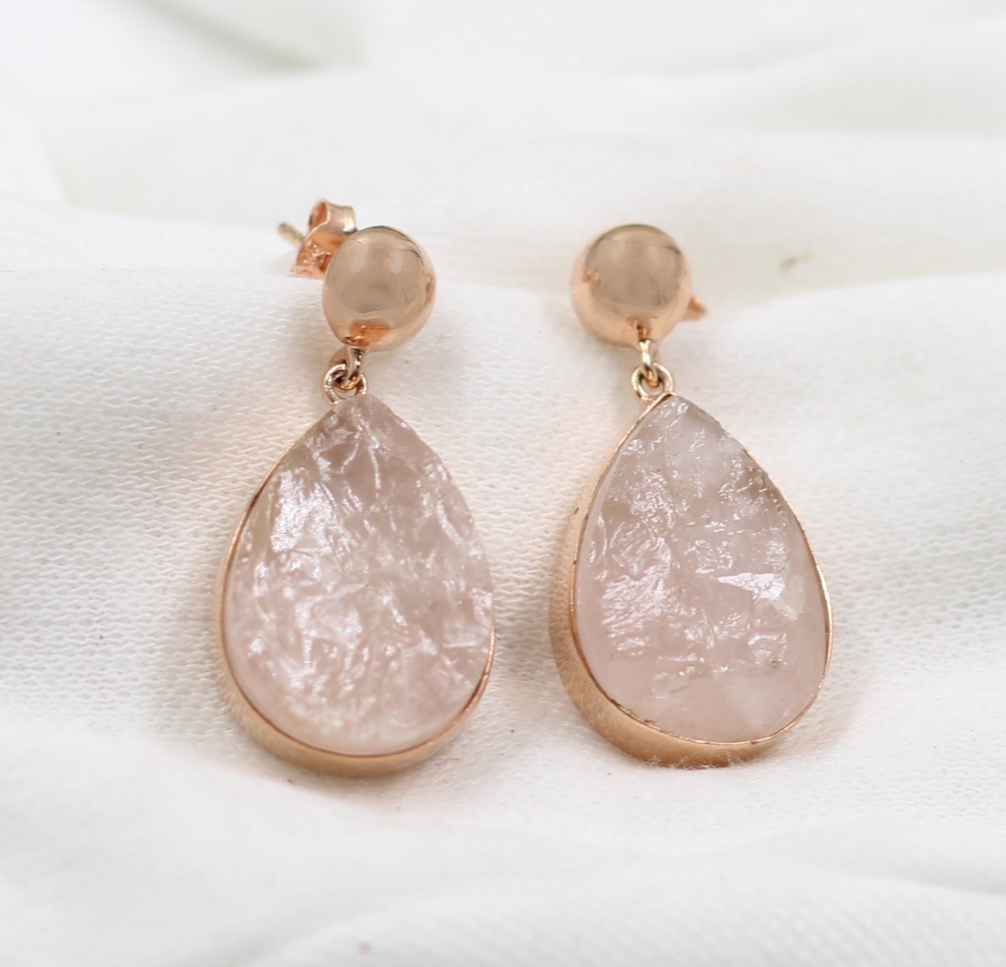 925 Sterling Silver Gemstone Jewelry,Rose Quartz Post Dangler Earring for Girl Friend,Daughter's Birthday gift,Anniversary Present
