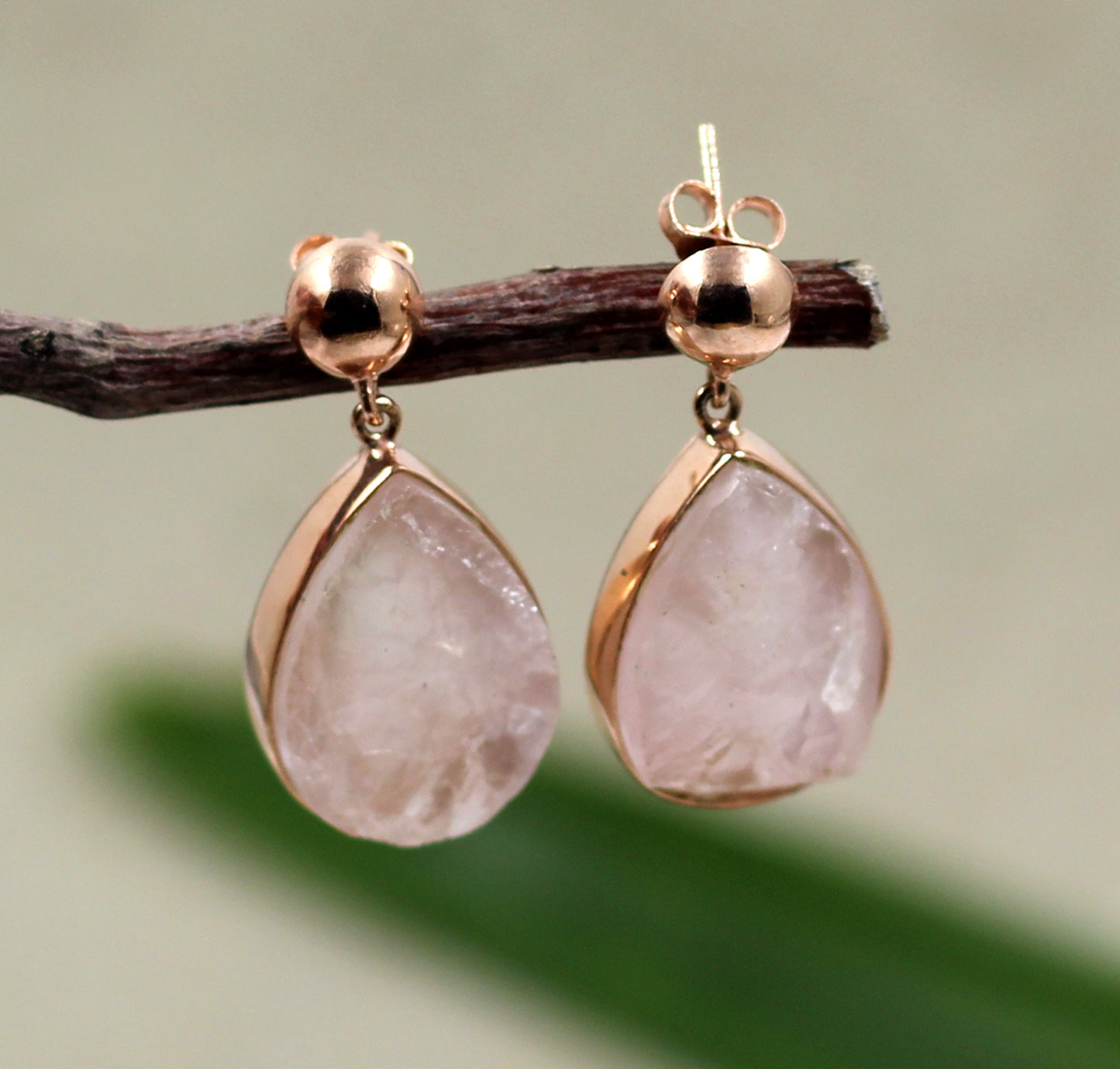 925 Sterling Silver Gemstone Jewelry,Rose Quartz Post Dangler Earring for Girl Friend,Daughter's Birthday gift,Anniversary Present