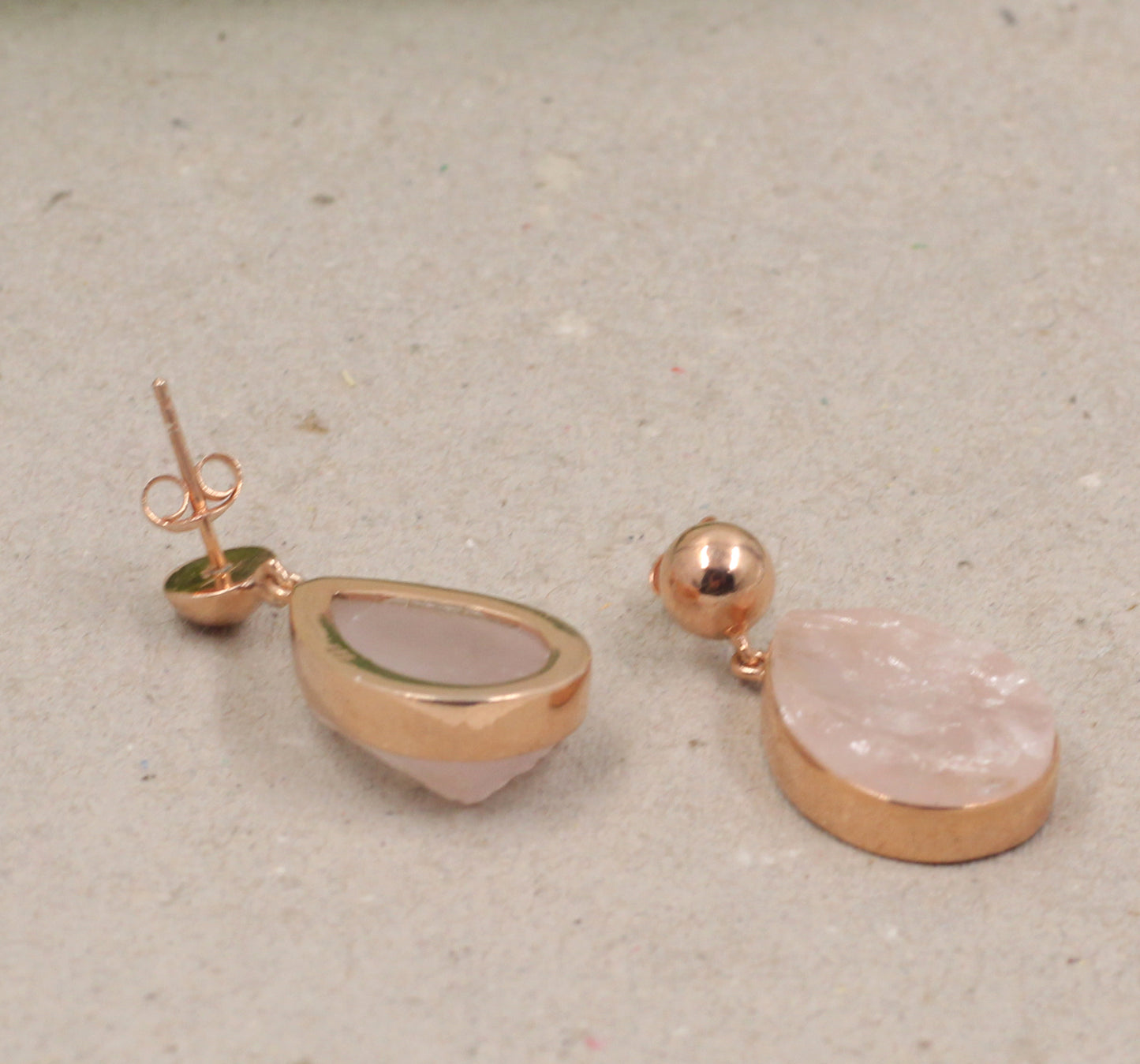 925 Sterling Silver Gemstone Jewelry,Rose Quartz Post Dangler Earring for Girl Friend,Daughter's Birthday gift,Anniversary Present