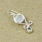 Cute Sterling Silver Dangler,Rainbow Fire Moonstone & Blue Topaz Everyday Wear Earring,Daughter's Birthday Gift,Anniversary Gift