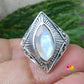 925 Sterling silver Natural genuine gemstone Moonstone Ring Anniversary birthday engagement designer silver carving gift jewellery