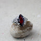 Red Garnet Ring,Filigree,oxidized Silver Ring,Solid 925 Sterling Silver Jewelry,Solitaire Engagement Ring,Anniversary Gift