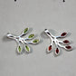 Nature inspired Leaf Pendant,Sterling 925 Silver Gemstone Pendant,Natural,Genuine Blue Topaz/Garnet/ Peridot,Amethyst,Anniversary Gift,